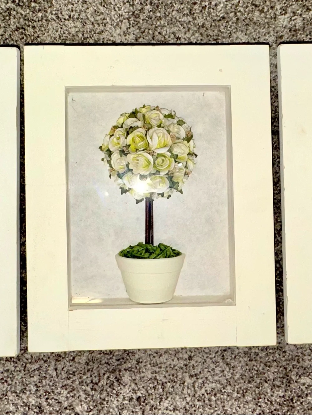 Framed Topiary Wall Art Set - Pink & Cream Floral Shadow Boxes